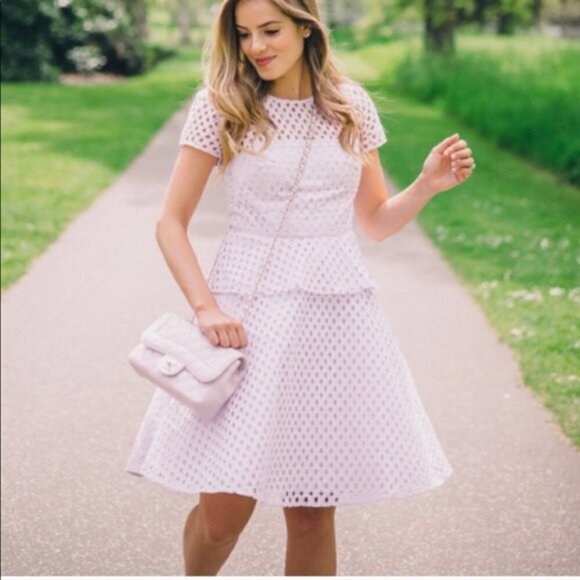 NWT Banana Republic Dress Lace Eyelet Peplum Lavender Pruple Violet Plus Spring - Picture 2 of 15
